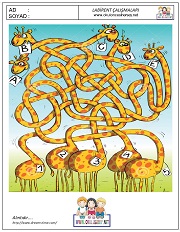 okul öncesi labirent bulmacai çalışma sayfaları